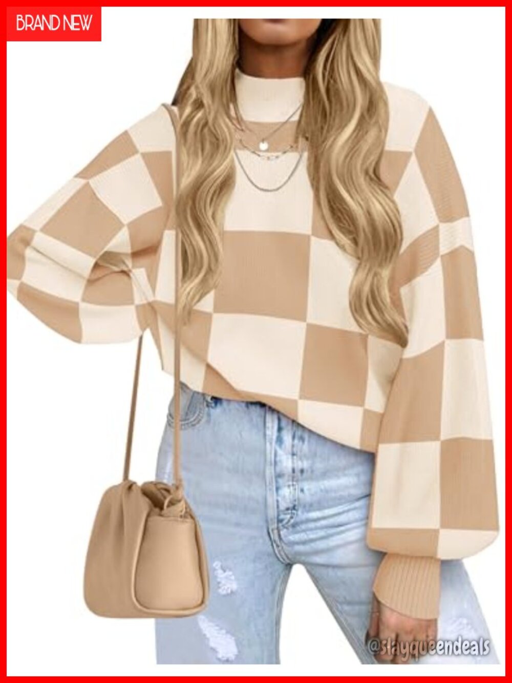 Turtleneck Oversized Sweater Drop Batwing Sleeve Knit Pullover
